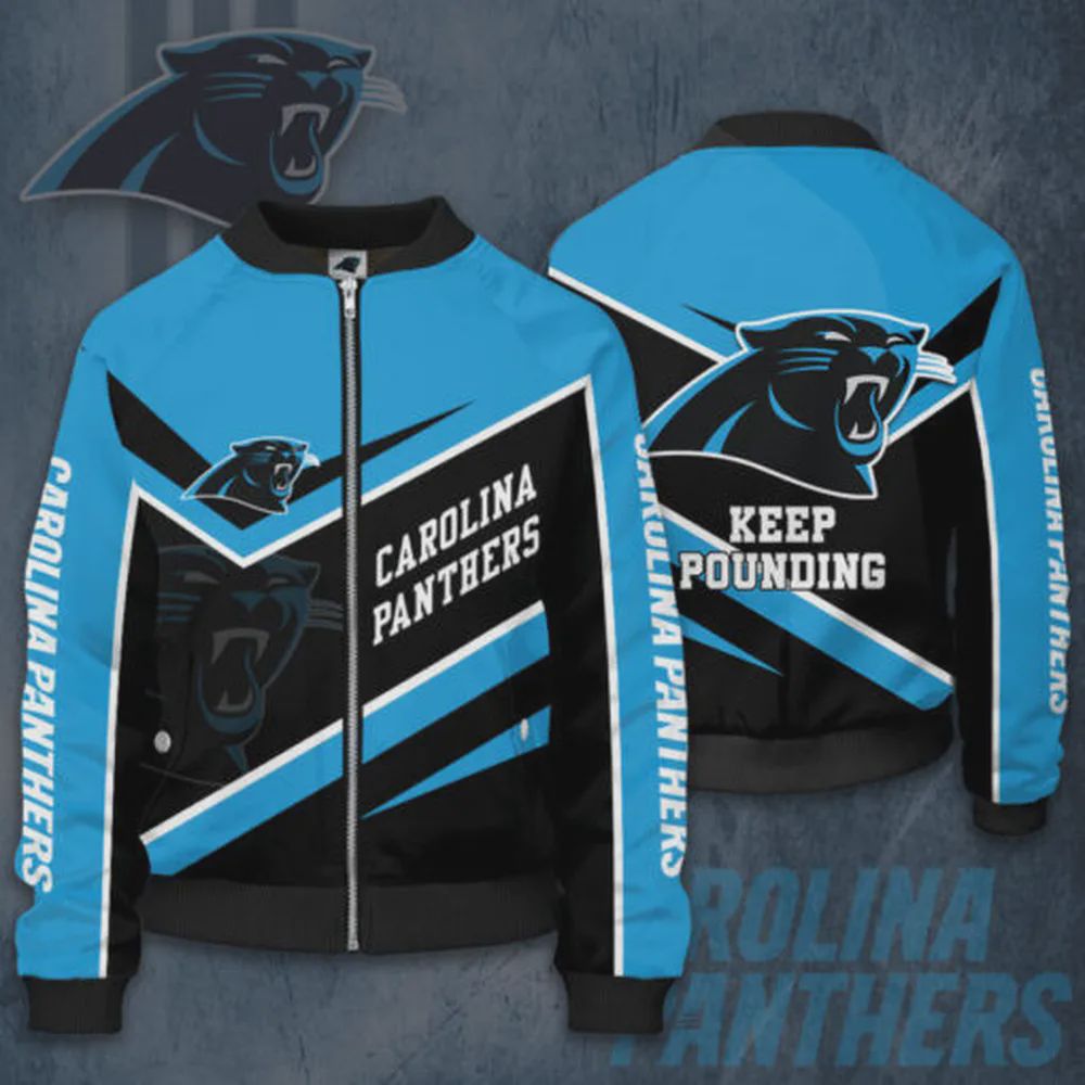 Sportswearmerch Carolina Panthers NFL Pattern Bomber Jacket For Fan