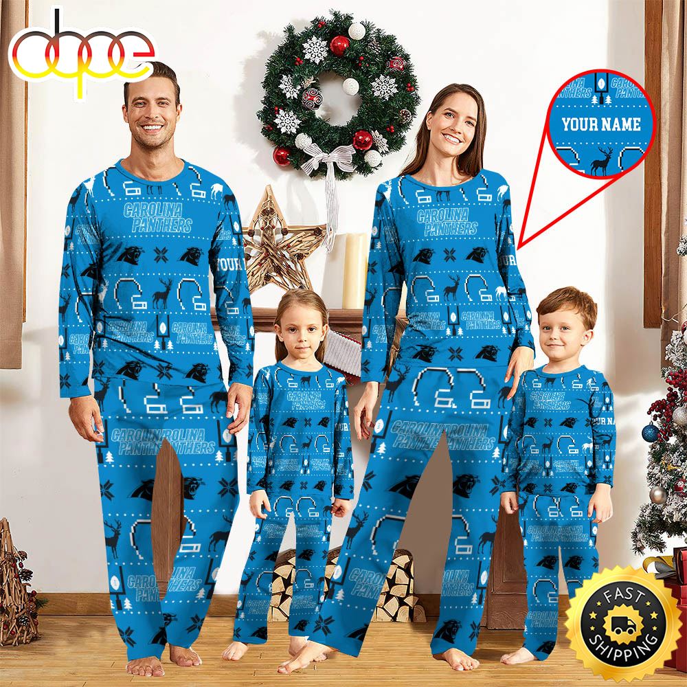 Sportswearmerch Carolina Panthers NFL Personalized Pajamas Family For Fan