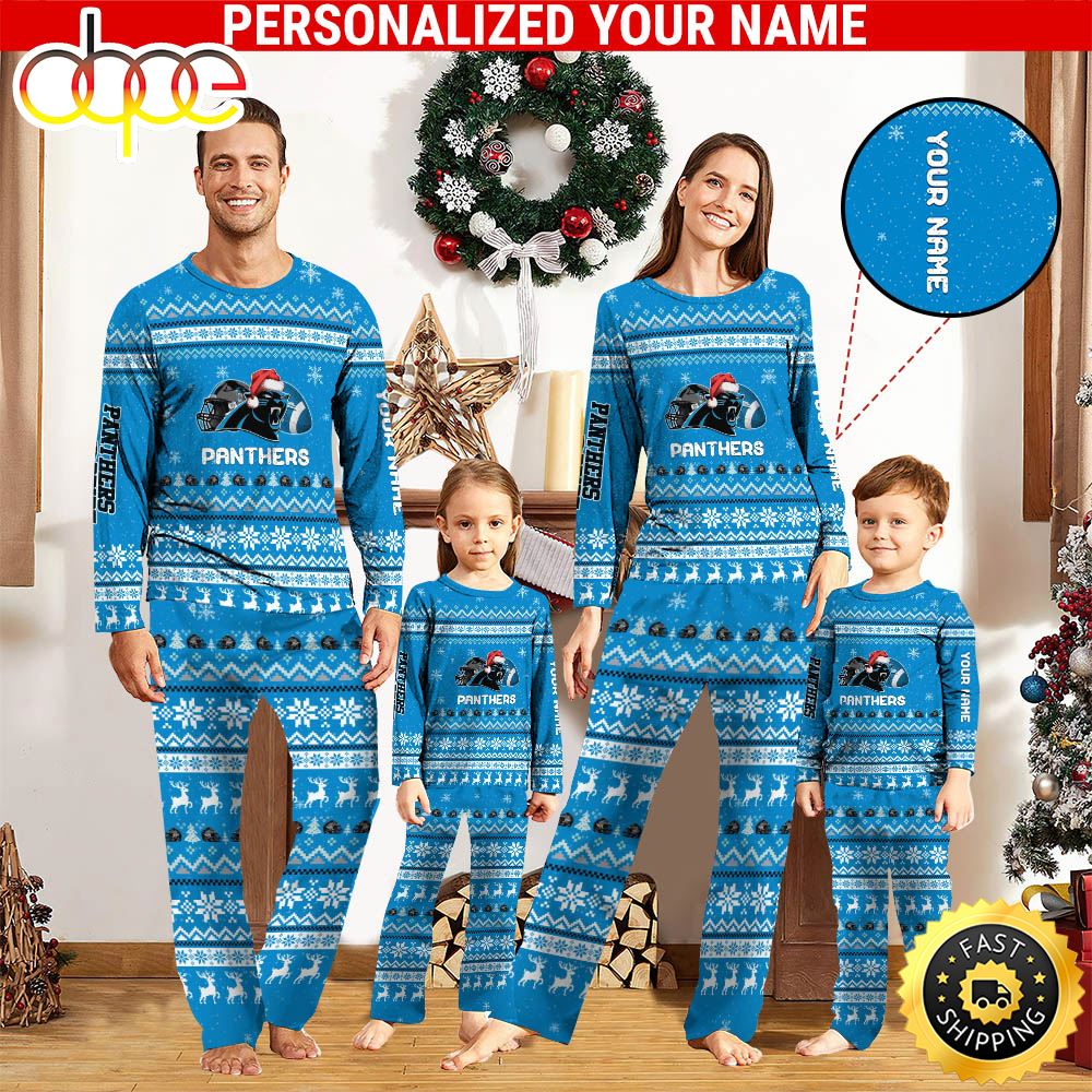 Sportswearmerch Carolina Panthers NFL Personalized Pajamas Family For Fan