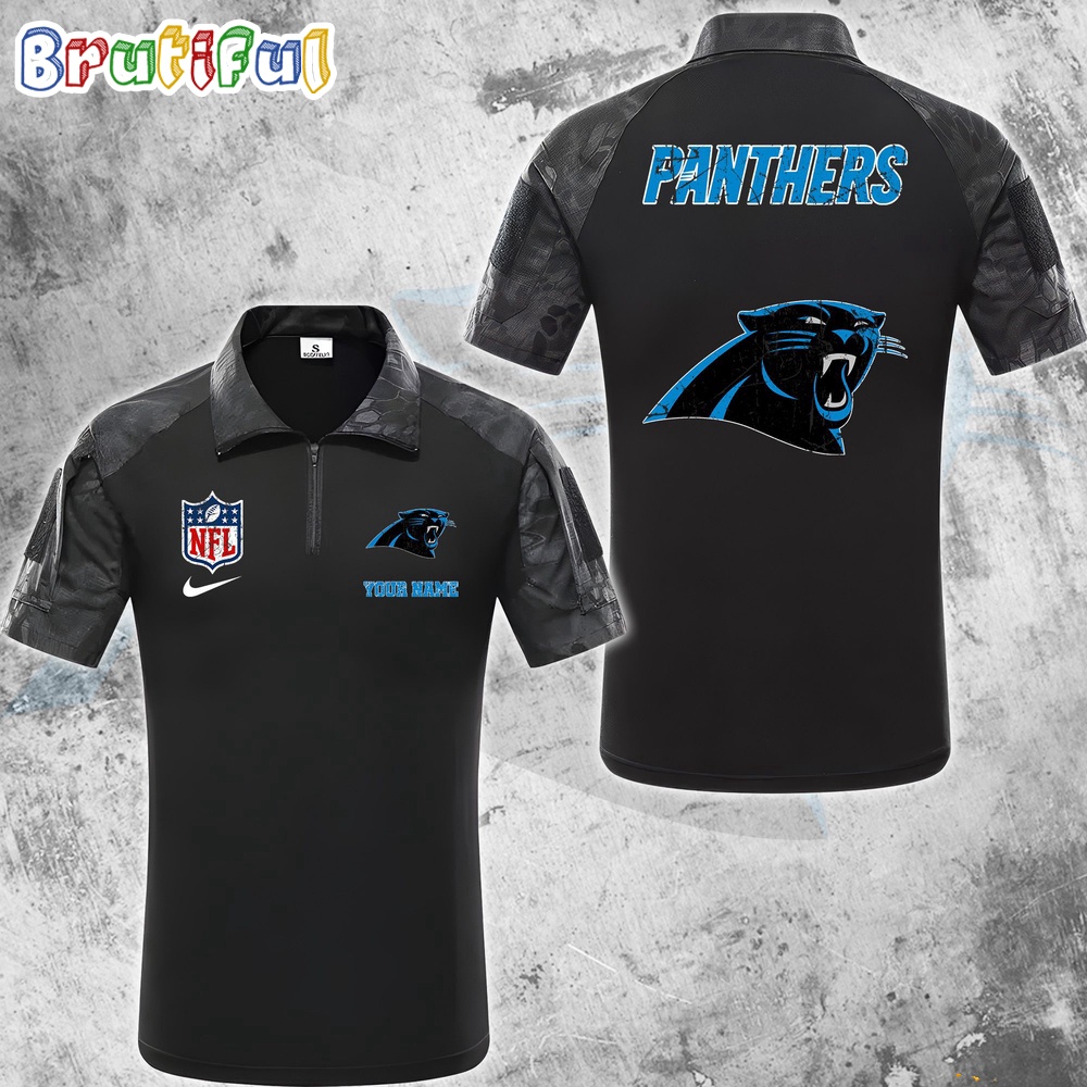 Sportswearmerch Carolina Panthers NFL Personalized Zip Polo Shirt For Fan