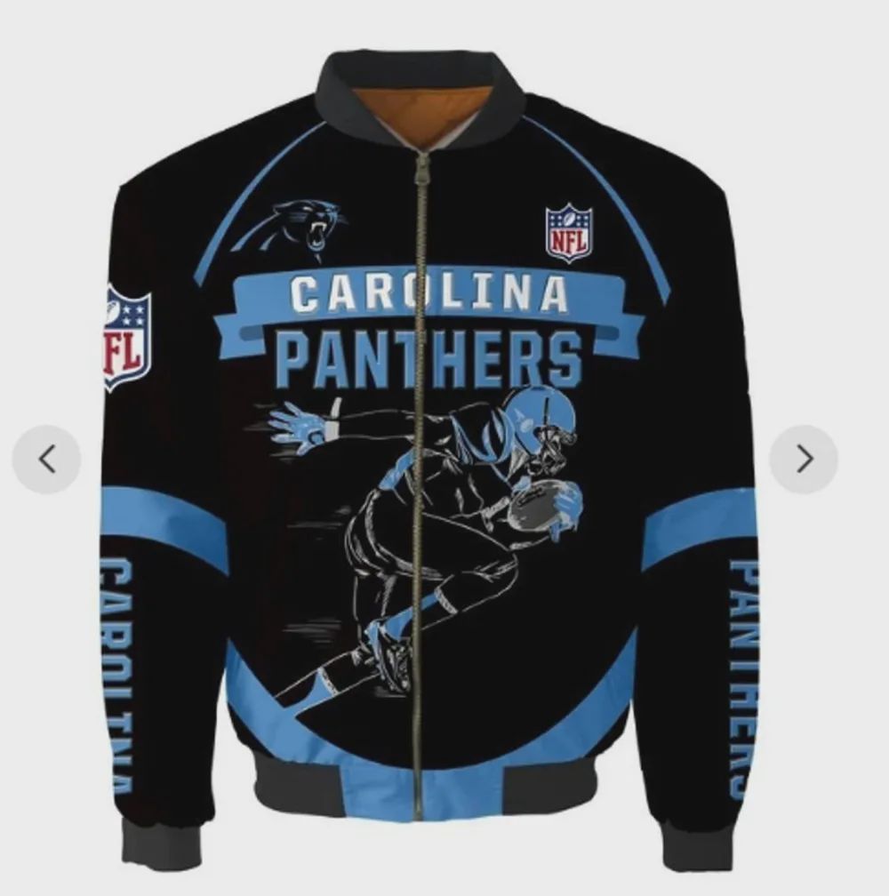 Sportswearmerch Carolina Panthers NFL Players Running Pattern Bomber Jacket For Fan