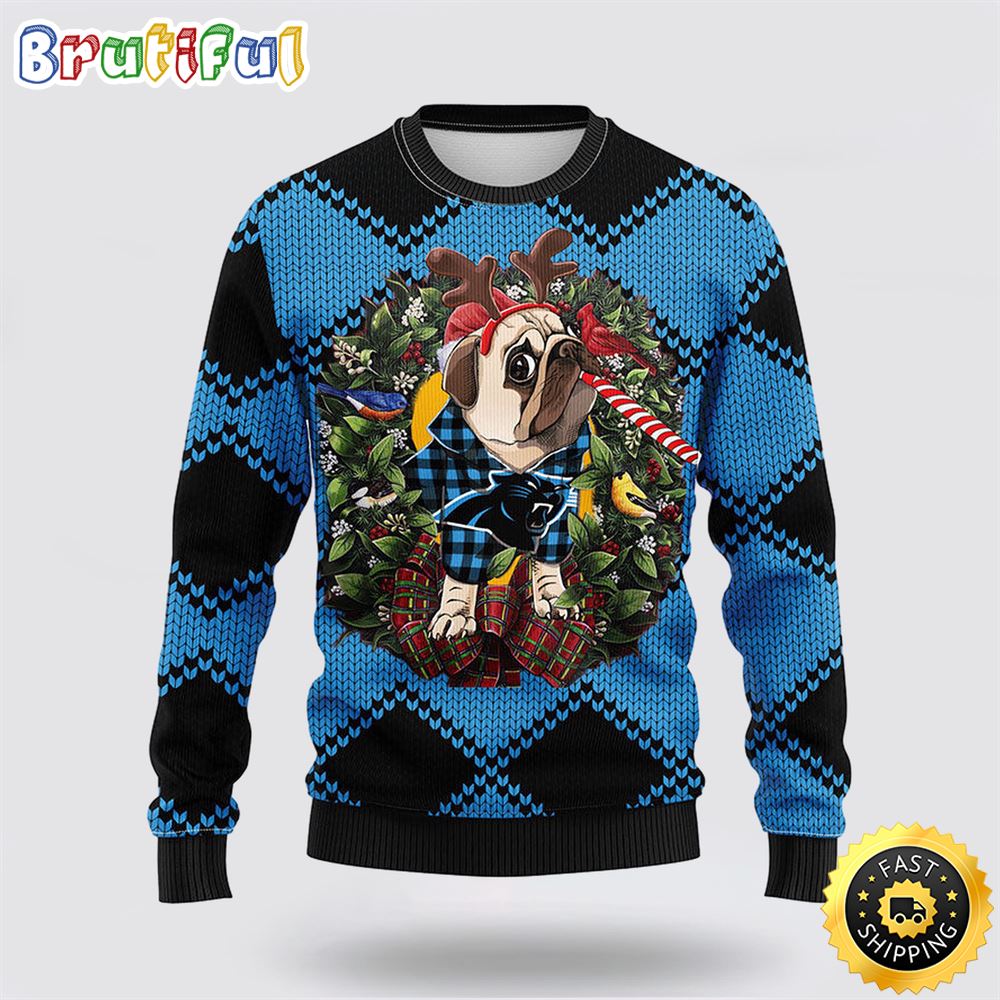 Sportswearmerch Carolina Panthers NFL Pub Dog Ugly Christmas Sweater For Fan