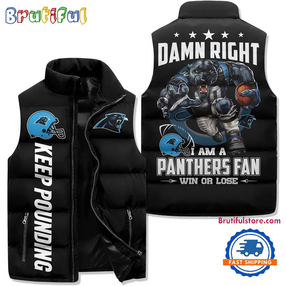 Sportswearmerch Carolina Panthers NFL Sleeveless Puffer Jacket For Fan