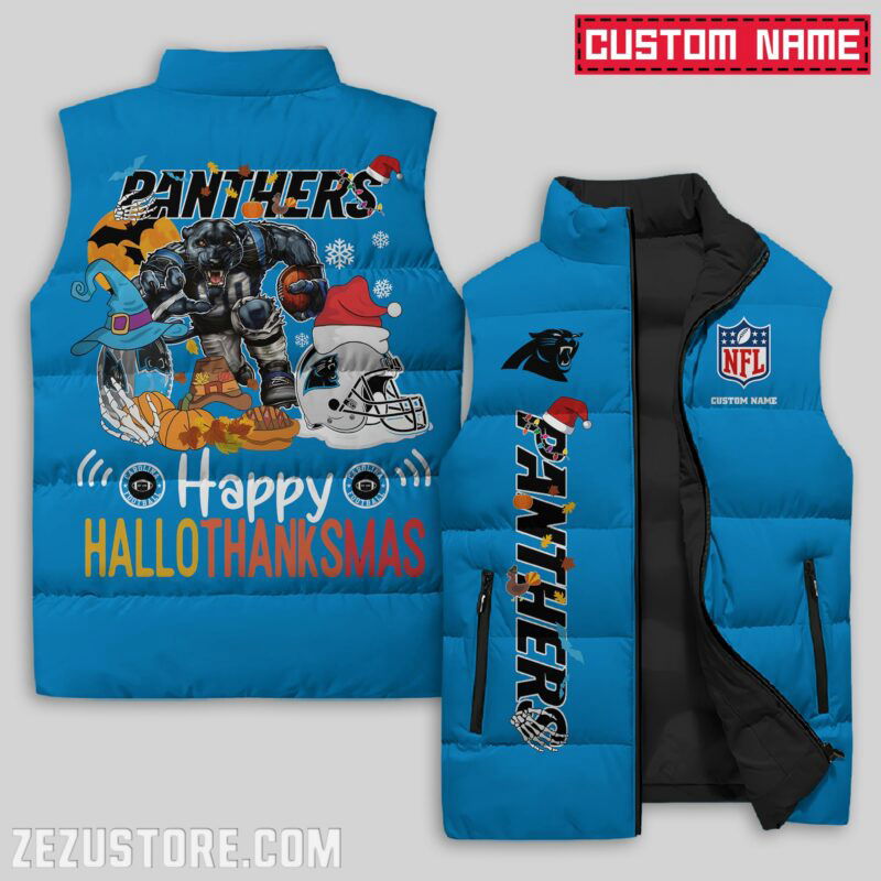 Sportswearmerch Carolina Panthers NFL Sleeveless Puffer Jacket For Fans