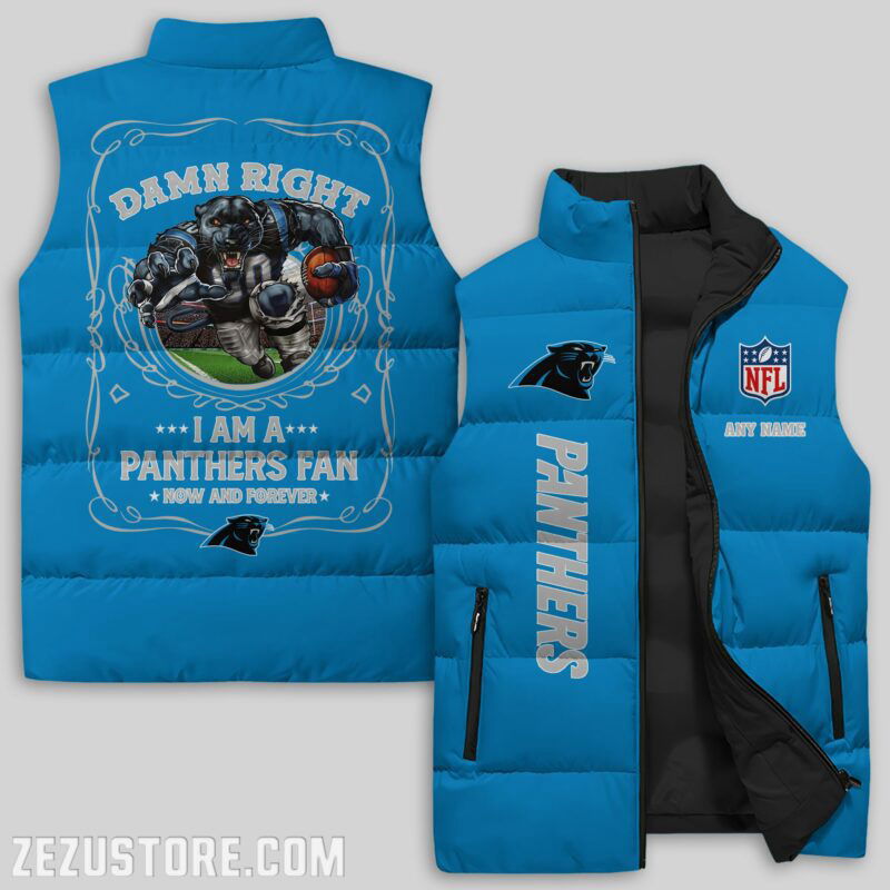 Sportswearmerch Carolina Panthers NFL Sleeveless Puffer Jacket For Fans