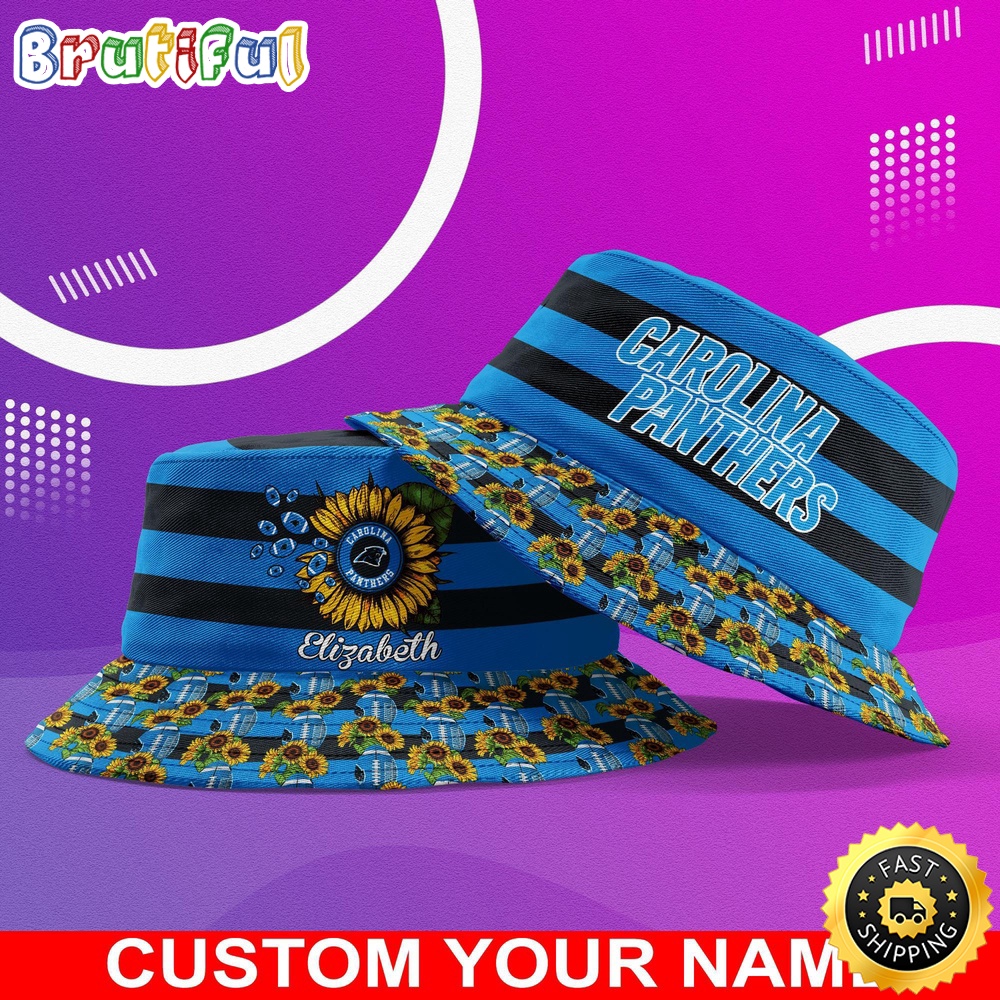 Sportswearmerch Carolina Panthers NFL Sunflower Personalized Bucket Hat For Fan