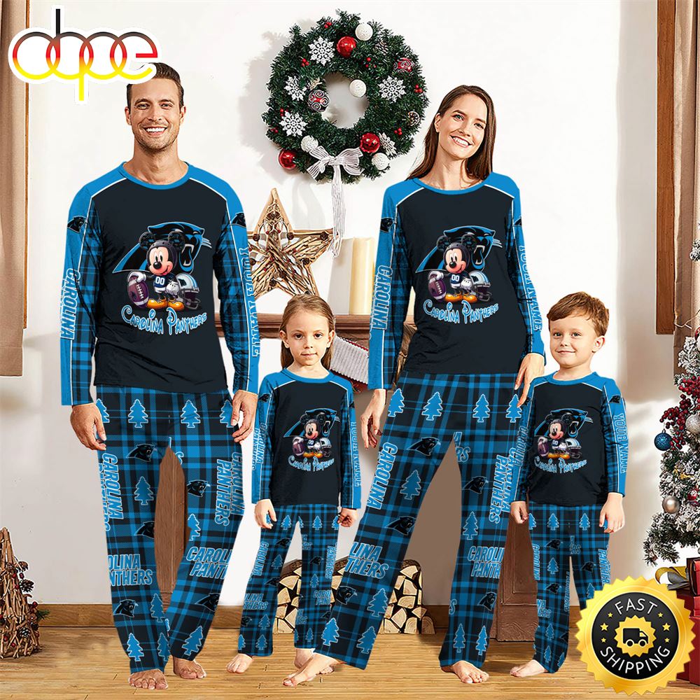 Sportswearmerch Carolina Panthers NFL x Mickey Mouse Personalized Pajamas Family For Fan