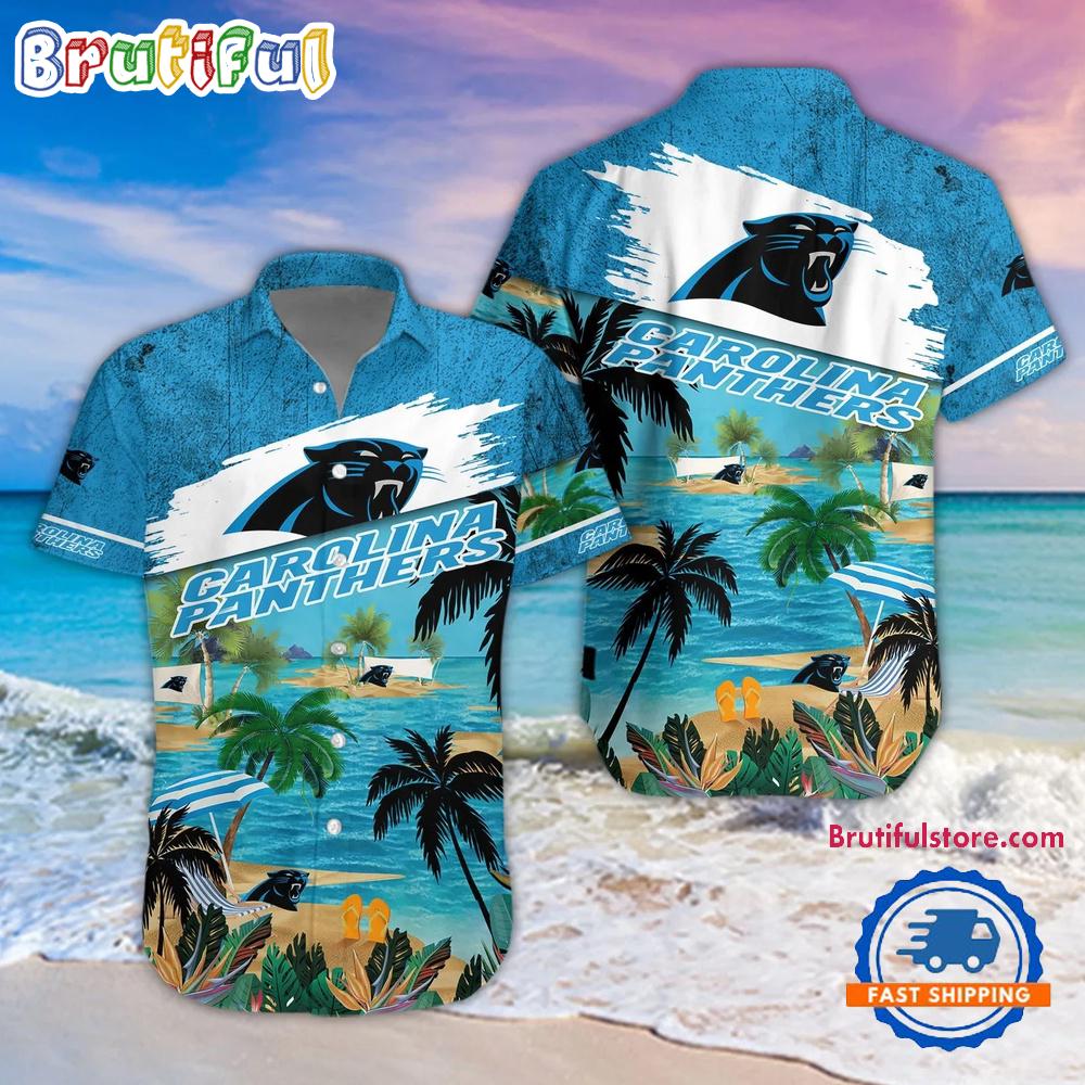 Sportswearmerch Carolina Panthers Palm Tree Summer Beach Personalized Hawaiian Shirt For Fan