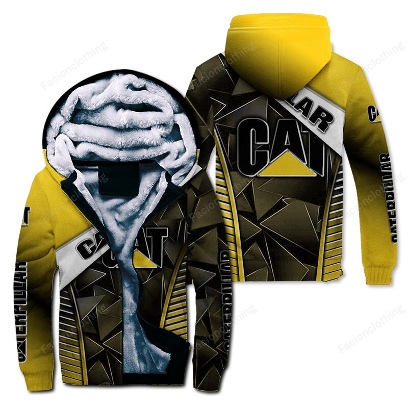 Sportswearmerch Caterpillar Inc Tractor Personalized Zip Hoodie Velvet Hoodie For Fan