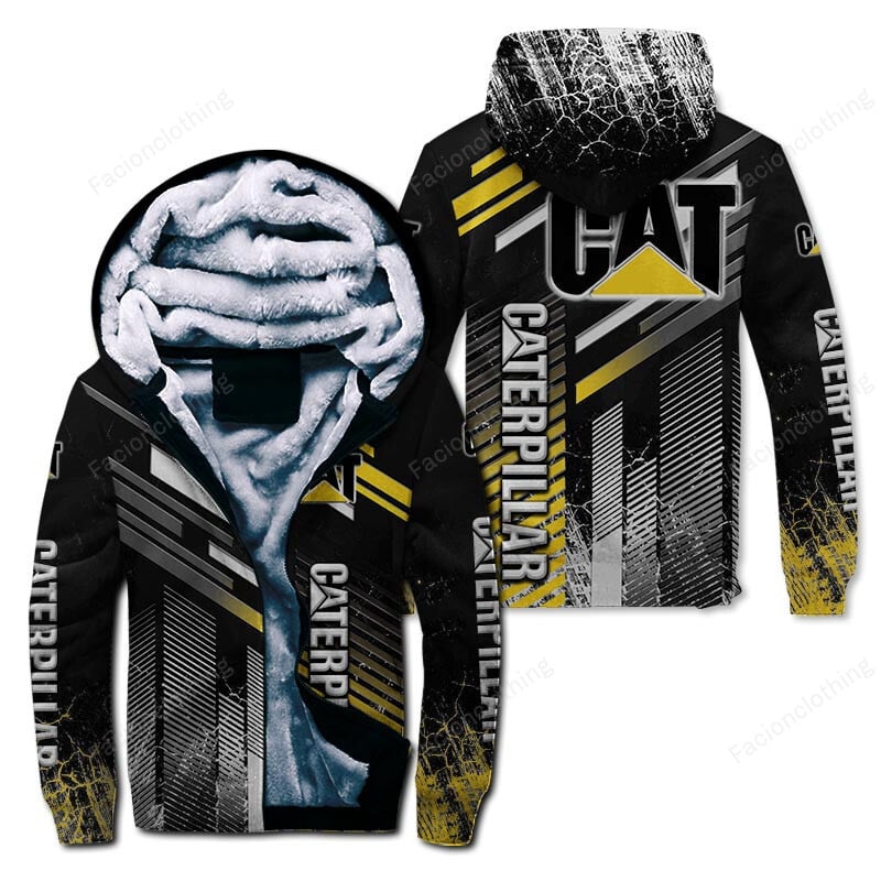 Sportswearmerch Caterpillar Inc Tractor Personalized Zip Hoodie Velvet Hoodie For Fan