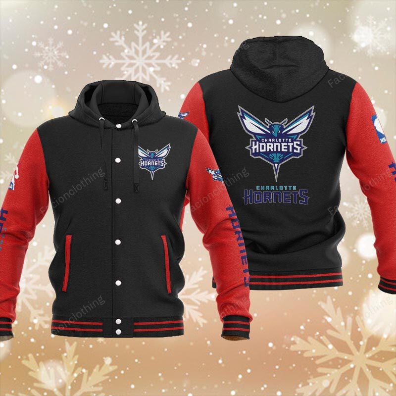 Sportswearmerch Charlotte Hornets NBA Personalized Hooded Baseball Jacket For Fan