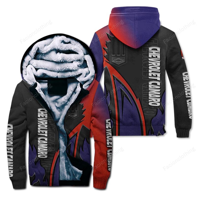Sportswearmerch Chevrolet Car Camaro Car Personalized Zip Hoodie Velvet Hoodie For Fan