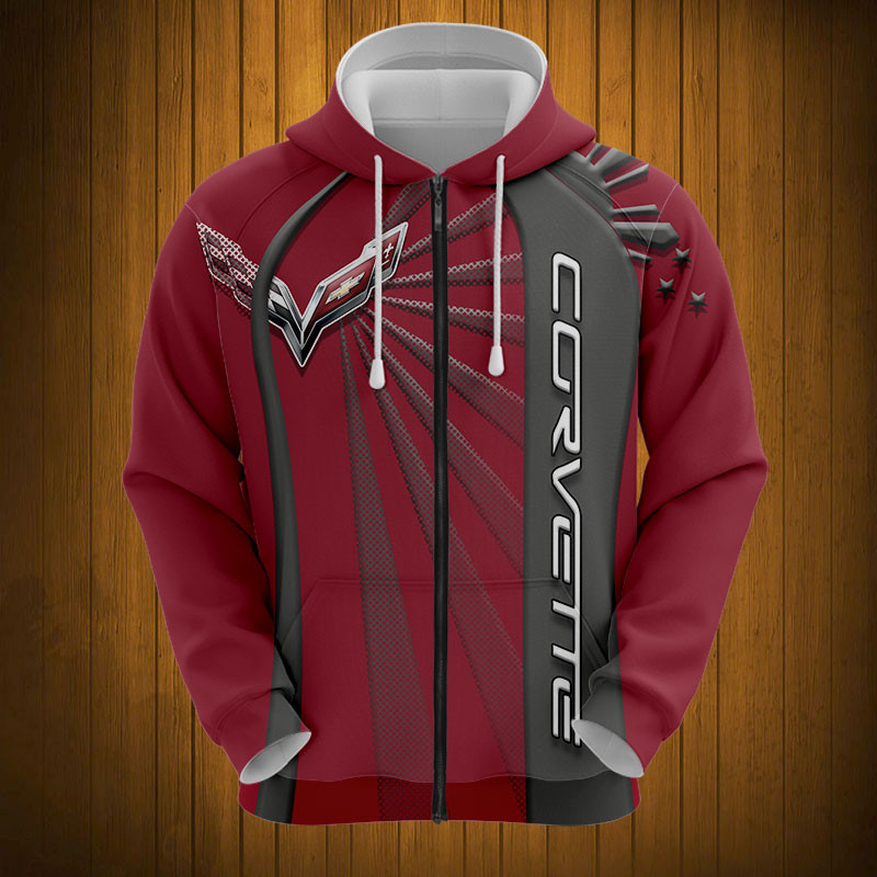 Sportswearmerch Chevrolet Car Corvette Car Personalized Fashion Zip Hoodie For Fan