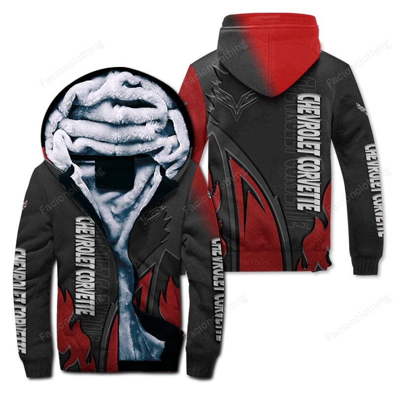 Sportswearmerch Chevrolet Car Corvette Car Personalized Zip Hoodie Velvet Hoodie For Fan
