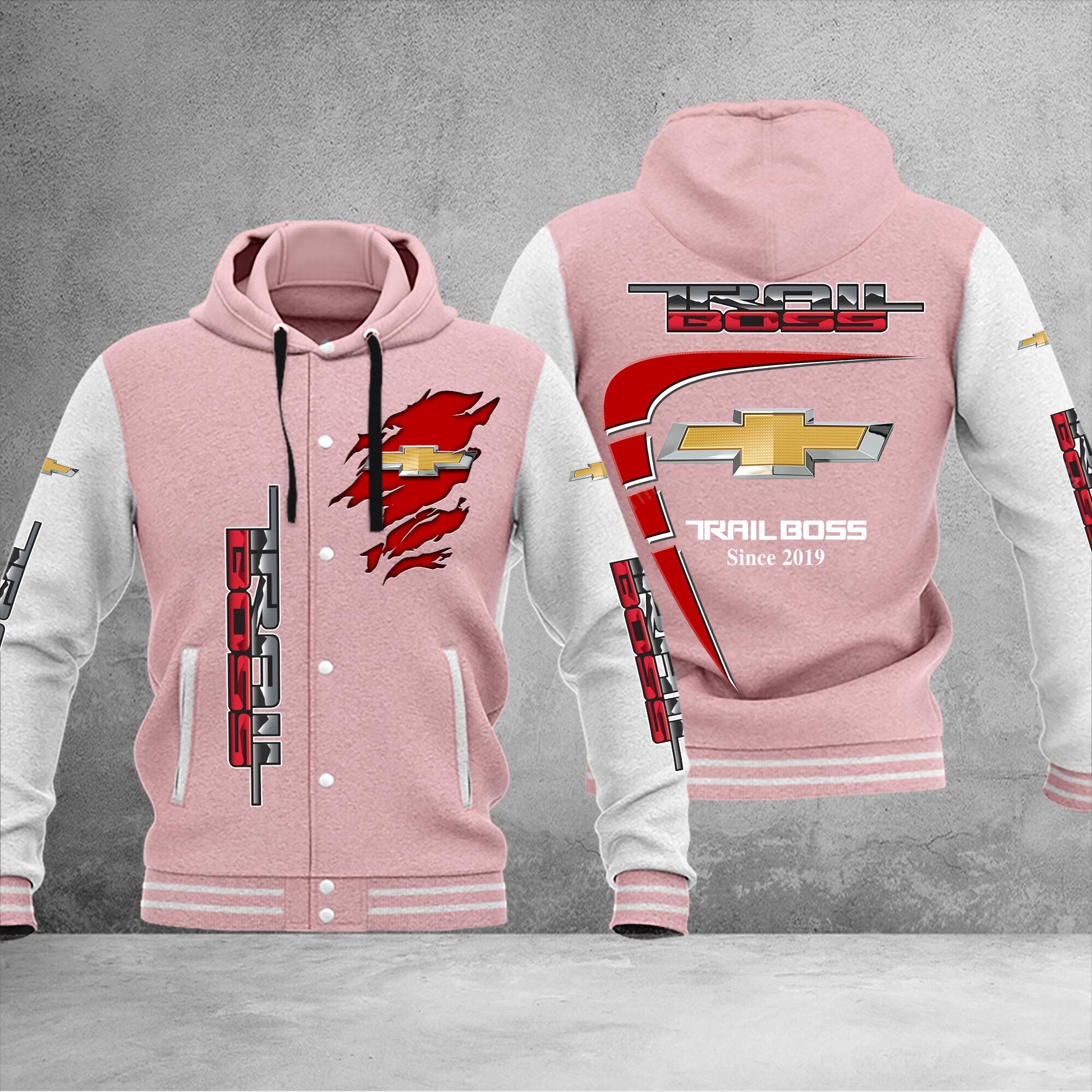 Sportswearmerch Chevrolet Car Silverado Z71 Trail Boss Car Personalized Hooded Baseball Jacket For Fan