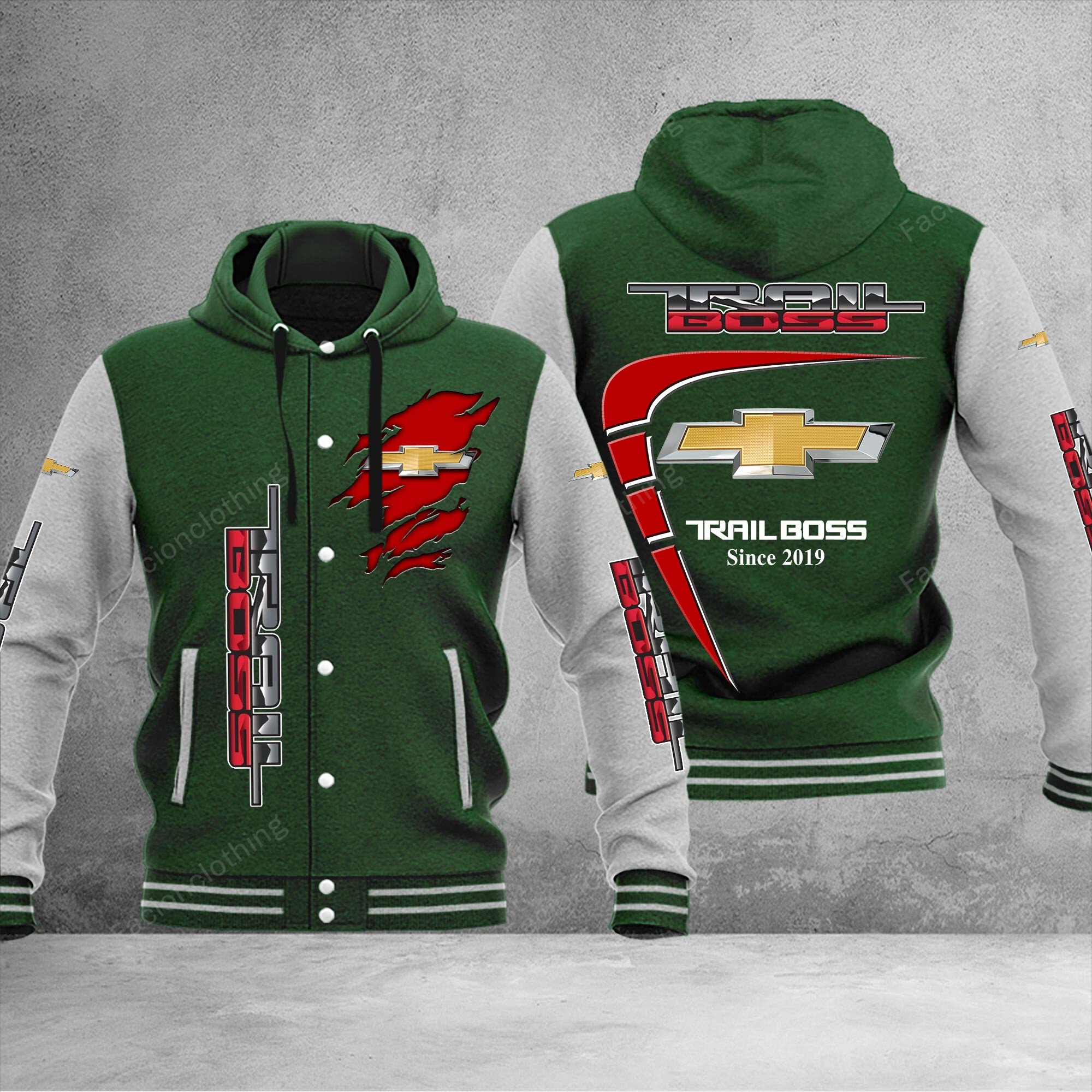 Sportswearmerch Chevrolet Car Silverado Z71 Trail Boss Car Personalized Hooded Baseball Jacket For Fan