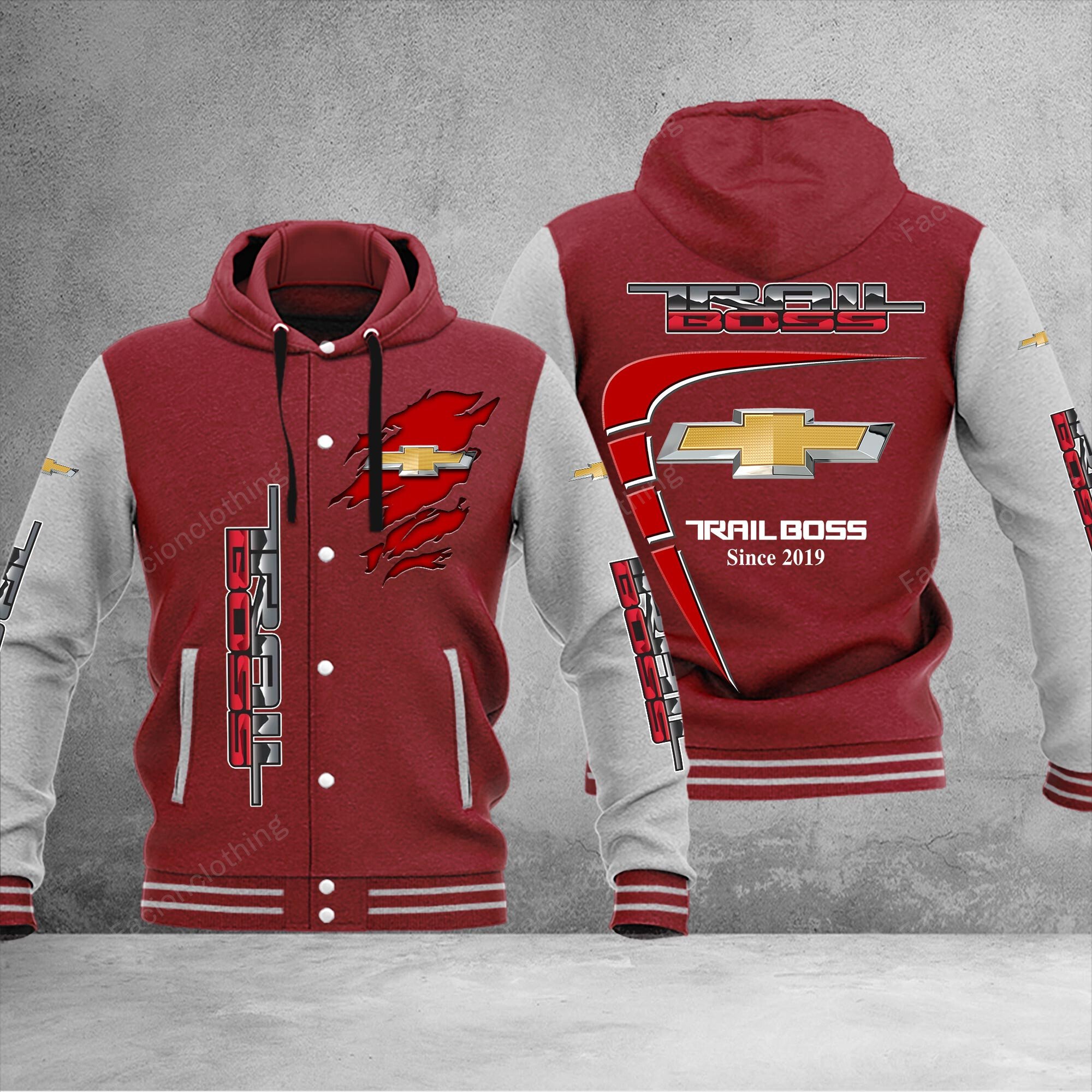 Sportswearmerch Chevrolet Car Silverado Z71 Trail Boss Car Personalized Hooded Baseball Jacket For Fan