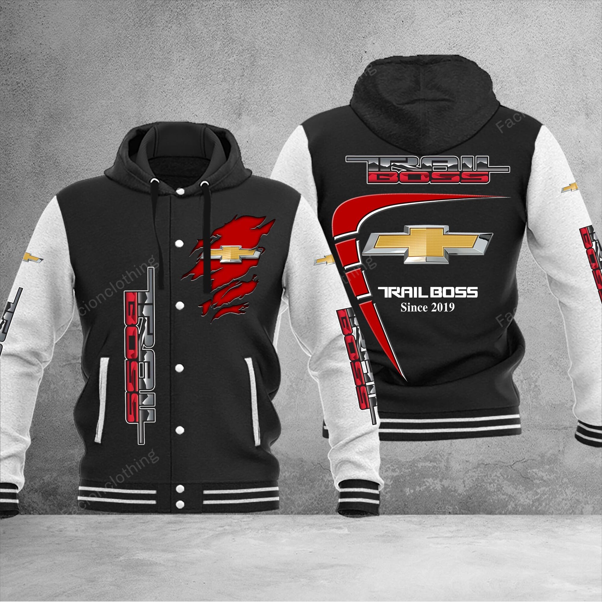 Sportswearmerch Chevrolet Car Silverado Z71 Trail Boss Car Personalized Hooded Baseball Jacket For Fan