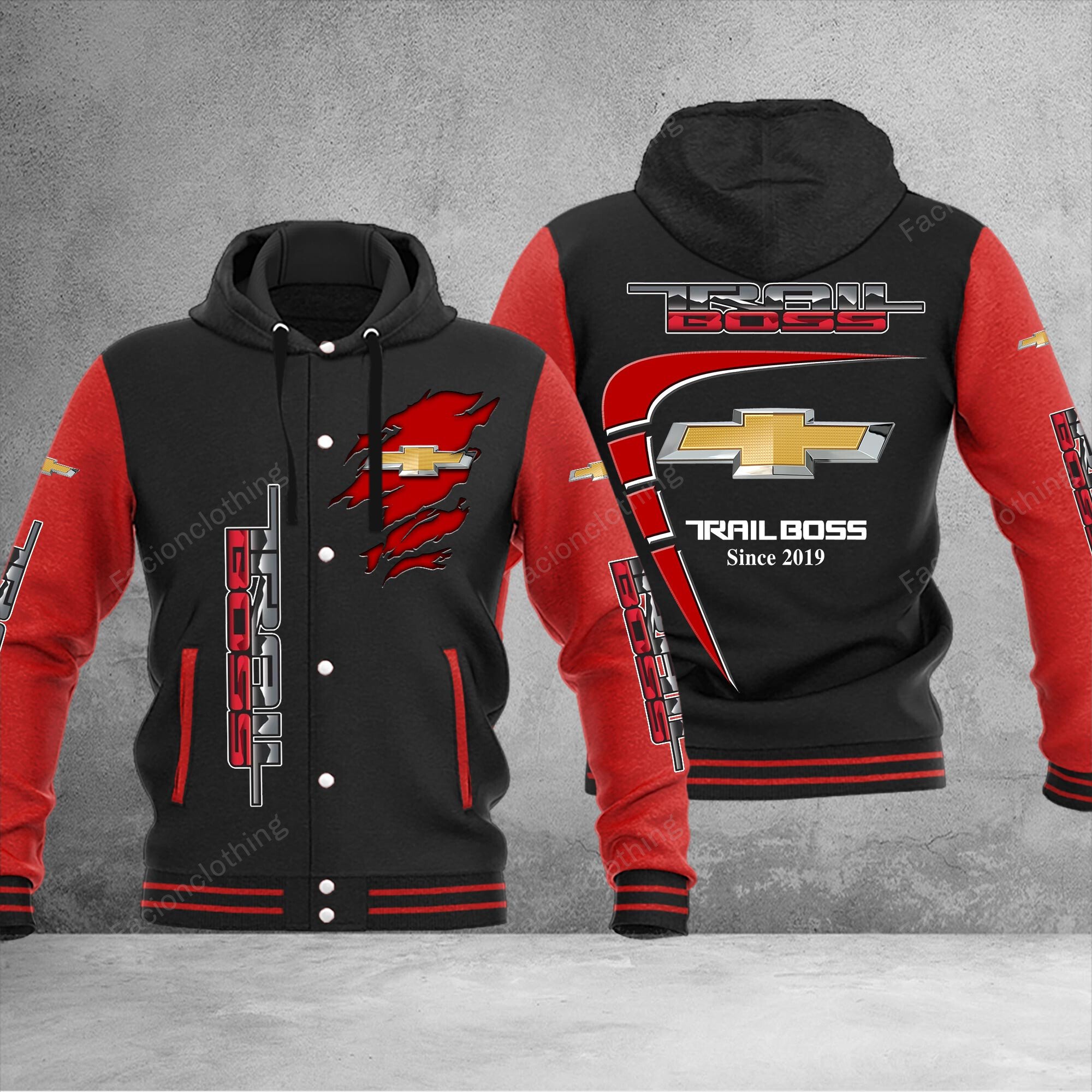 Sportswearmerch Chevrolet Car Silverado Z71 Trail Boss Car Personalized Hooded Baseball Jacket For Fan