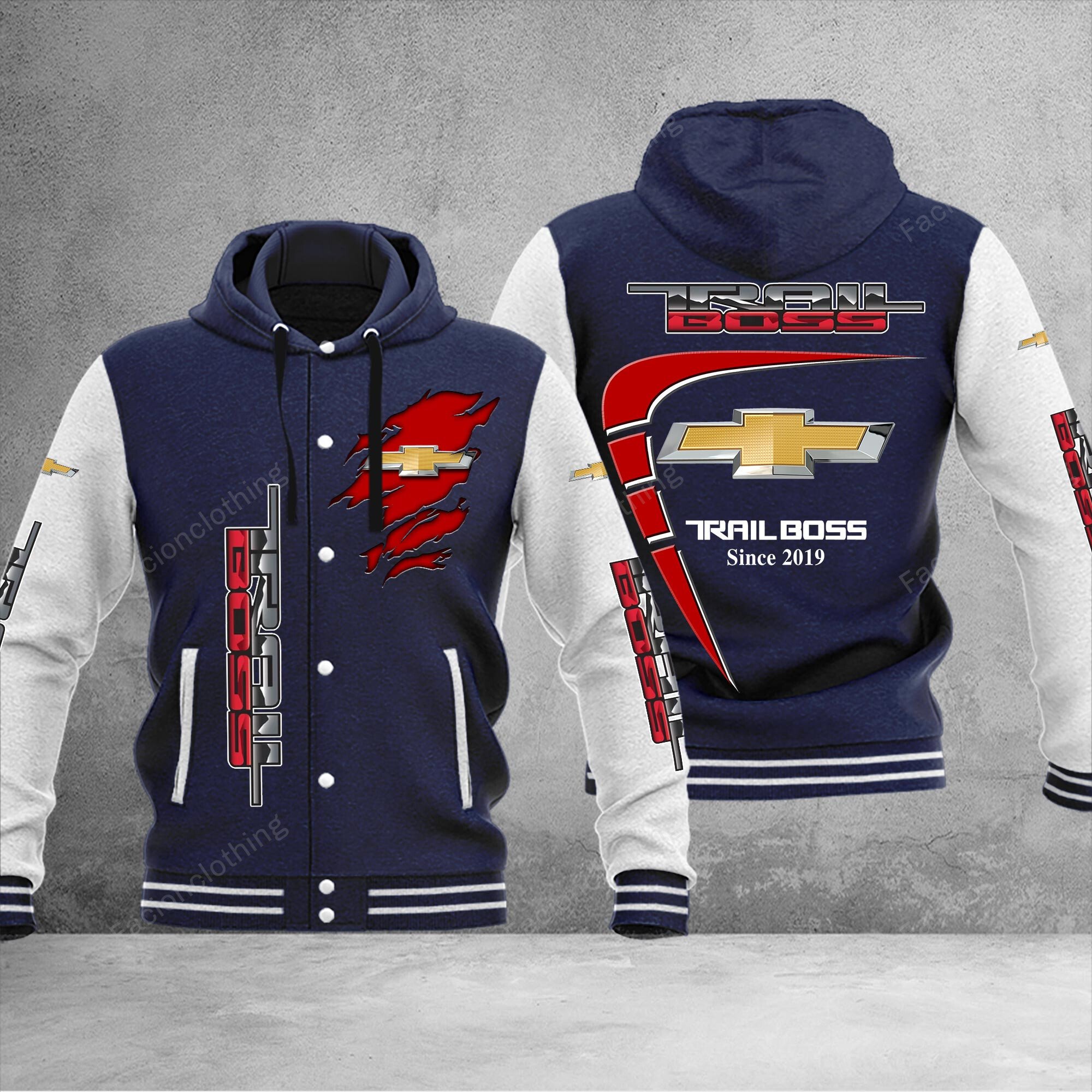 Sportswearmerch Chevrolet Car Silverado Z71 Trail Boss Car Personalized Hooded Baseball Jacket For Fan