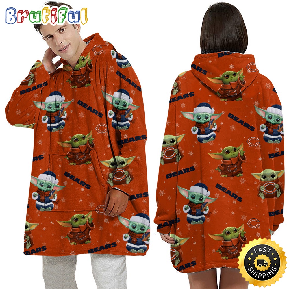 Sportswearmerch Chicago Bears NFL Baby Yoda Personalized Blaket Hoodie For Fan