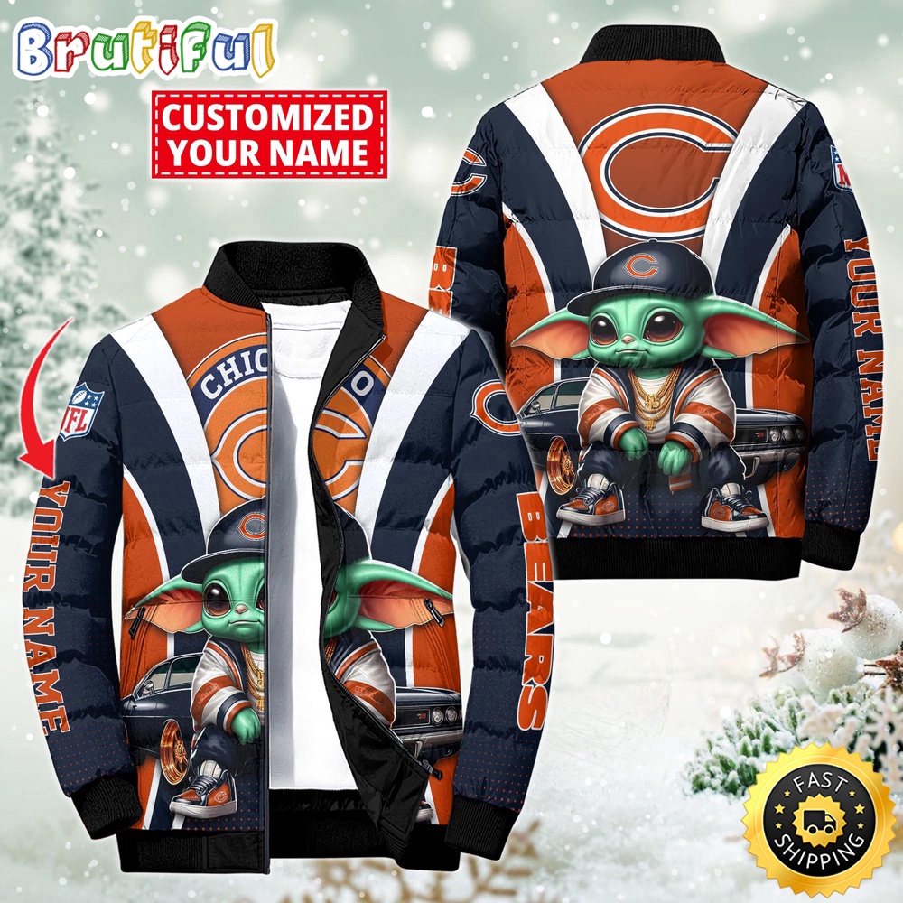 Sportswearmerch Chicago Bears NFL Baby Yoda Puffer Jacket For Fan