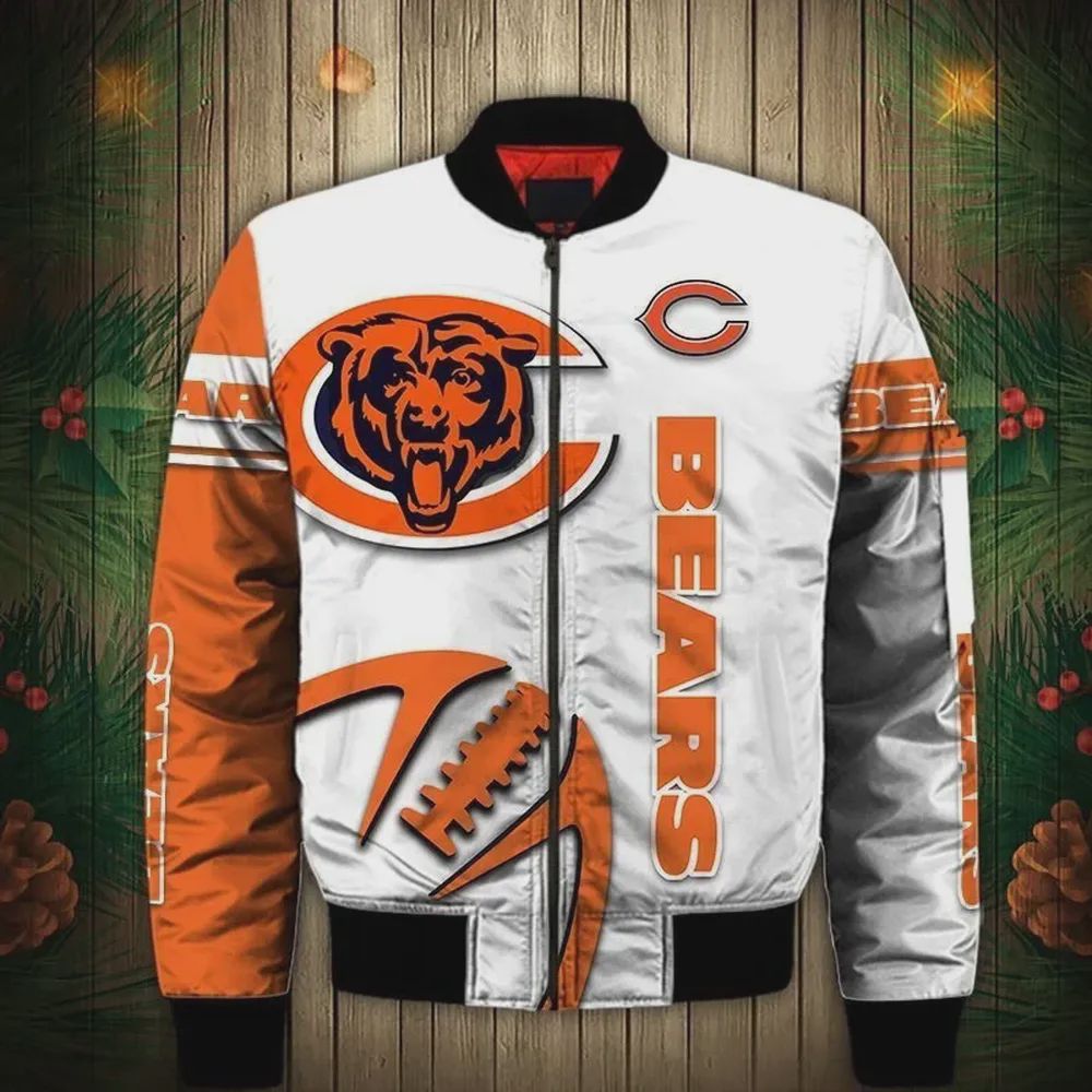 Sportswearmerch Chicago Bears NFL Bear Pattern Bomber Jacket For Fan