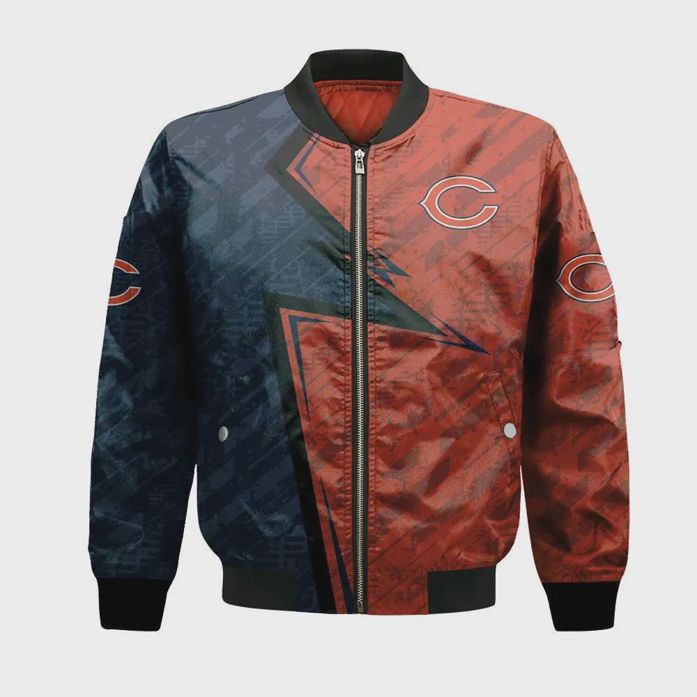 Sportswearmerch Chicago Bears NFL Bomber Jacket Abstract Pattern For Fan