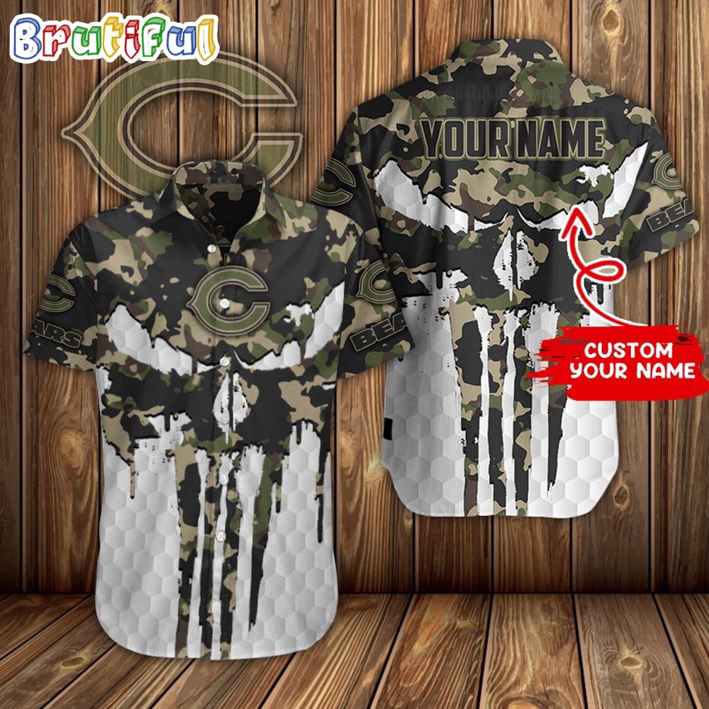 Sportswearmerch Chicago Bears NFL Camo Veterans Military Personalized Hawaiian Shirt For Fan