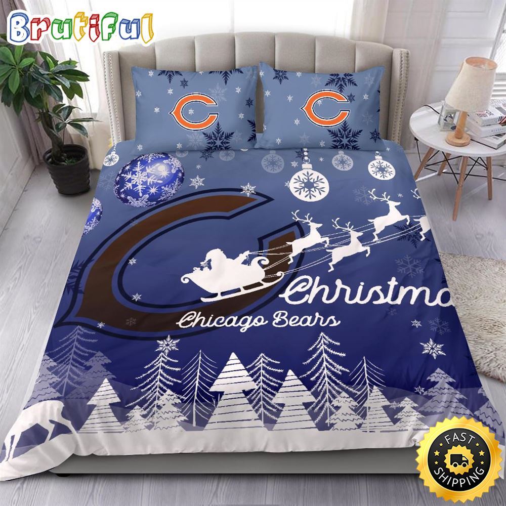 Sportswearmerch Chicago Bears NFL Christmas Bedding Sets For Fan