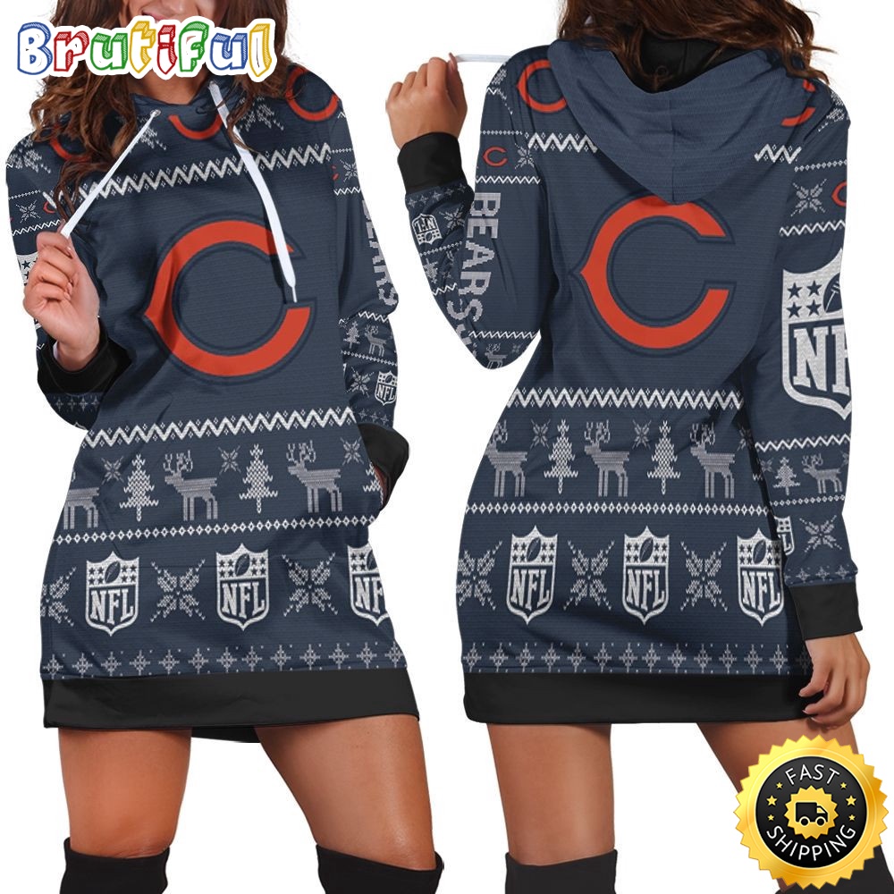 Sportswearmerch Chicago Bears NFL Christmas Hoodie Dress For Fan