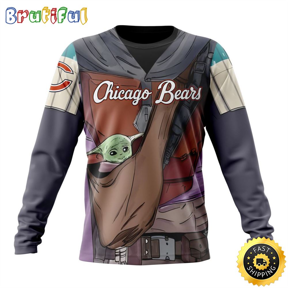 Sportswearmerch Chicago Bears NFL Crewneck Mandalorian And Baby Yoda Personalized Sweater For Fan