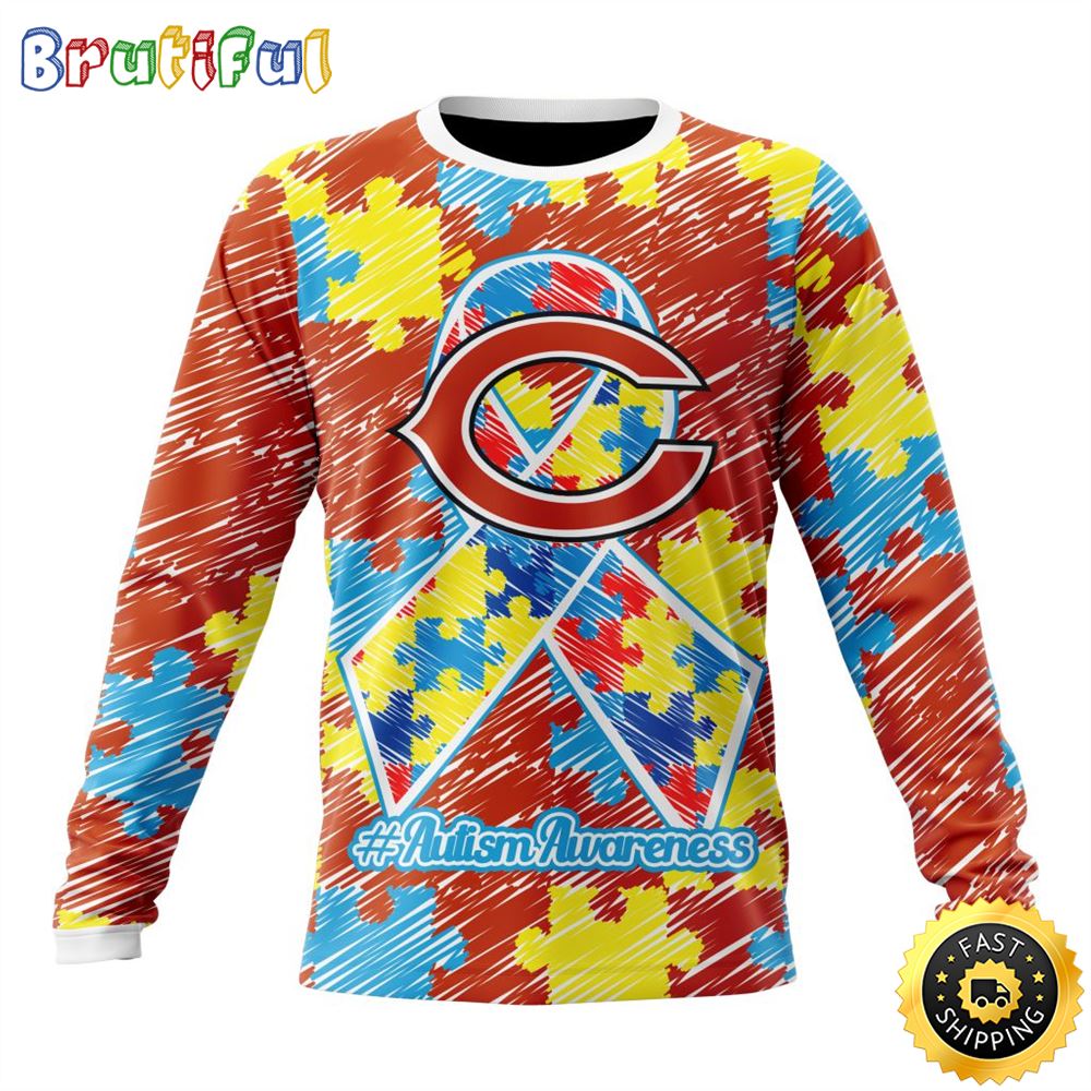 Sportswearmerch Chicago Bears NFL Crewneck Puzzle Autism Awareness Personalized Sweater For Fan