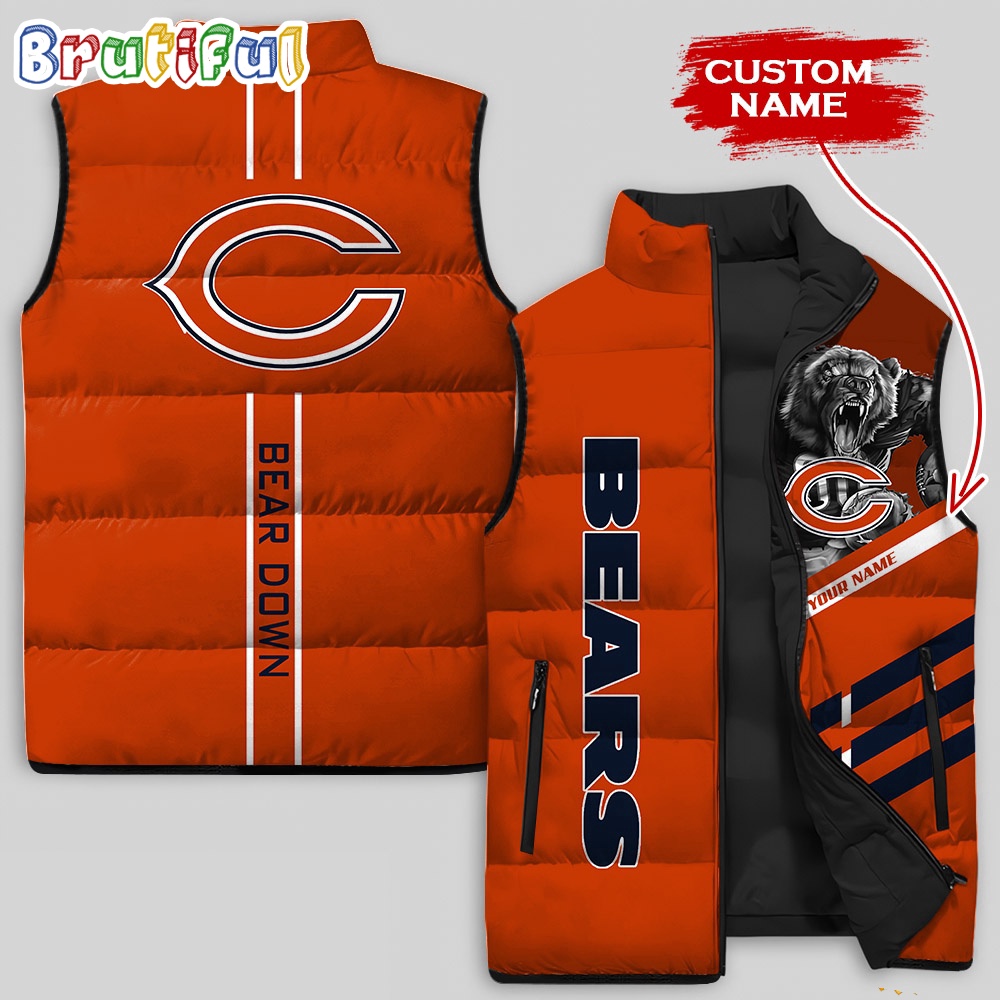 Sportswearmerch Chicago Bears NFL Damn Right Sleeveless Down Puffer Jacket For Fan