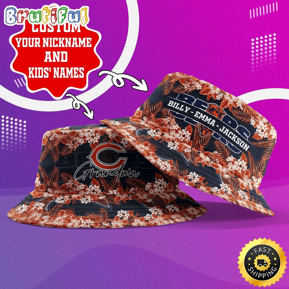 Sportswearmerch Chicago Bears NFL Floral Pattern Personalized Bucket Hat For Fan