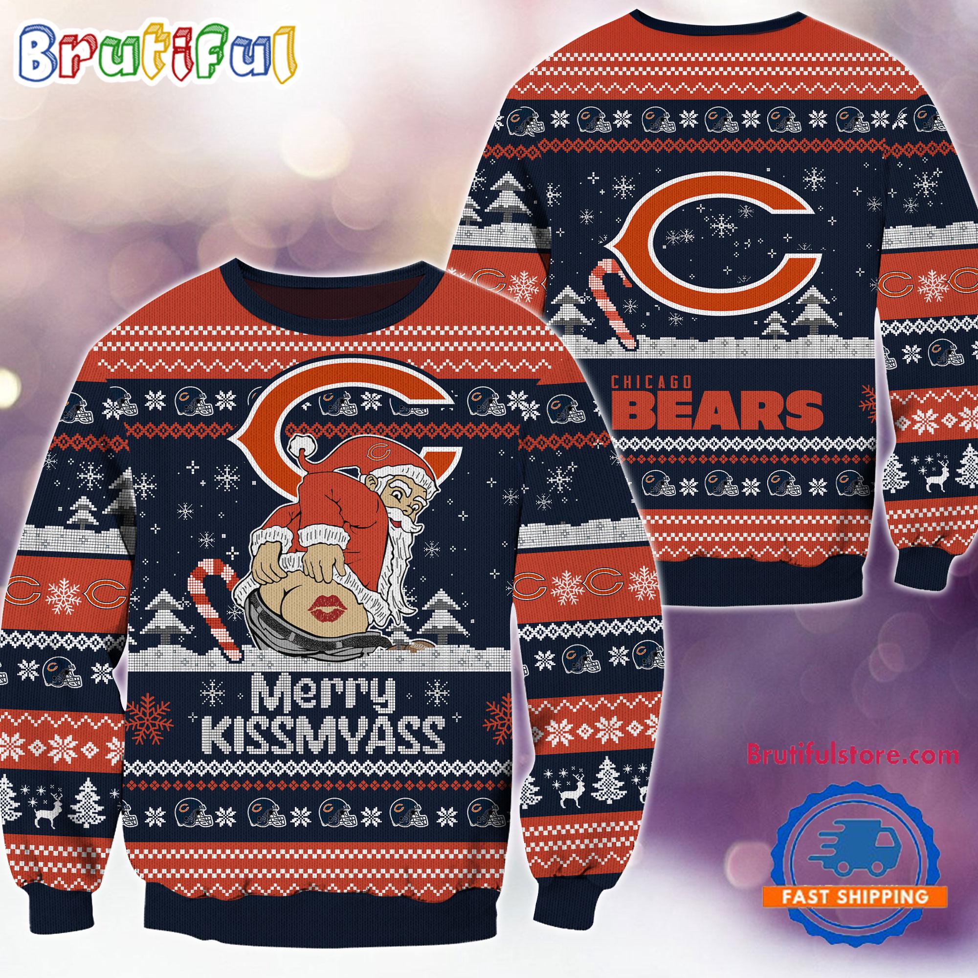 Sportswearmerch Chicago Bears NFL Funny Santa Claus Christmas Sweater For Fan