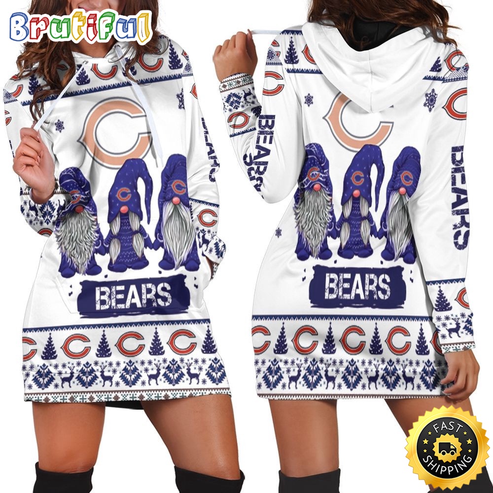 Sportswearmerch Chicago Bears NFL Gnomes Hoodie Dress For Fan