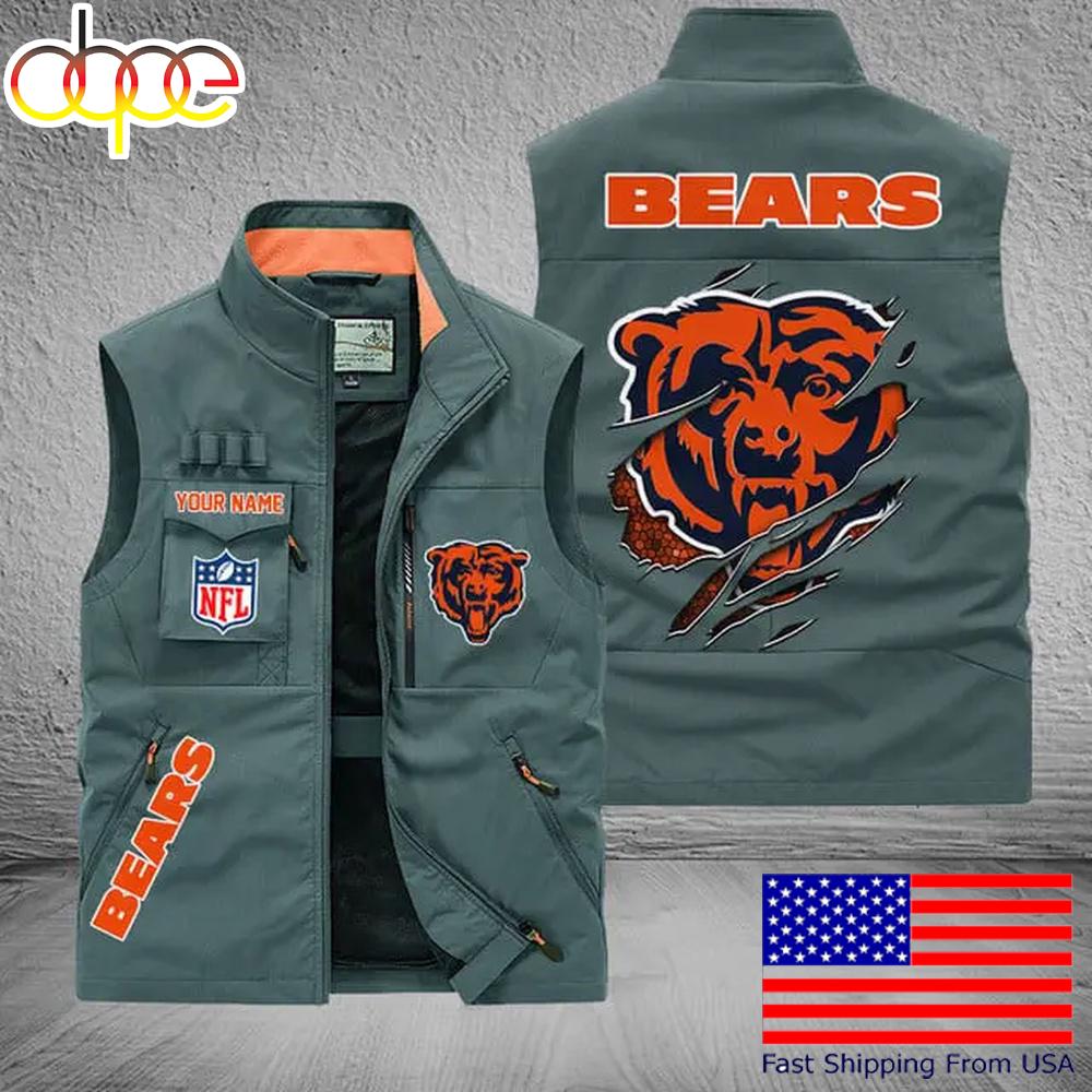 Sportswearmerch Chicago Bears NFL On Back Personalized Pocket Vest For Fan