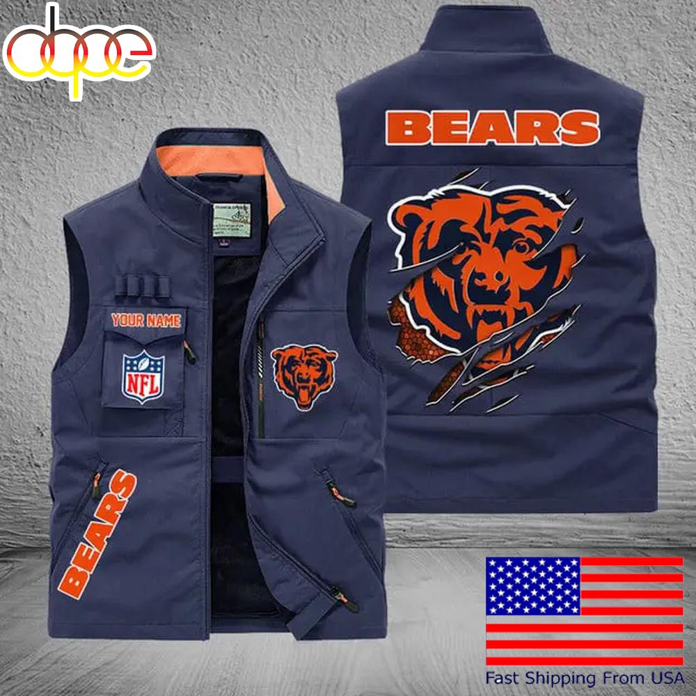 Sportswearmerch Chicago Bears NFL On Back Personalized Pocket Vest For Fan