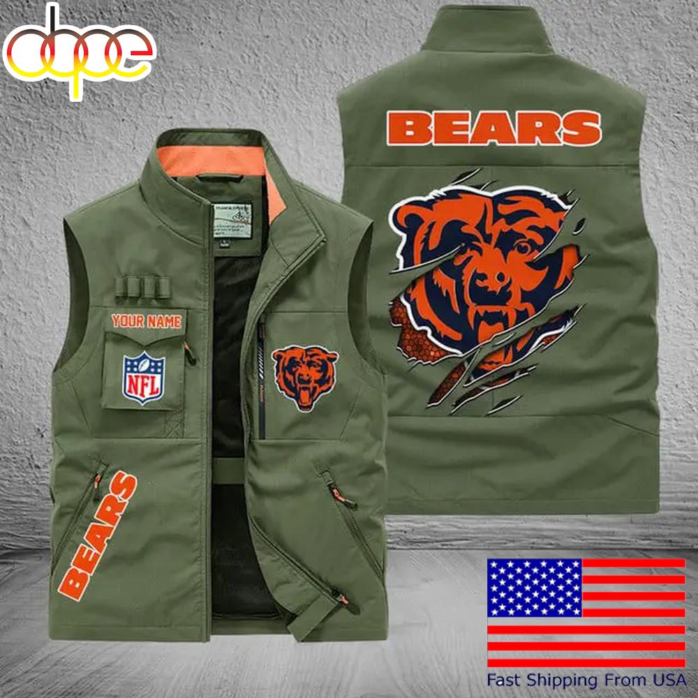 Sportswearmerch Chicago Bears NFL On Back Personalized Pocket Vest For Fan