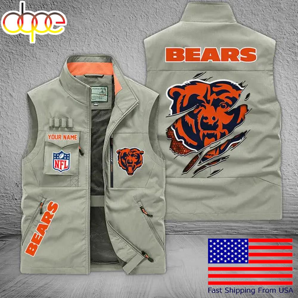Sportswearmerch Chicago Bears NFL On Back Personalized Pocket Vest For Fan