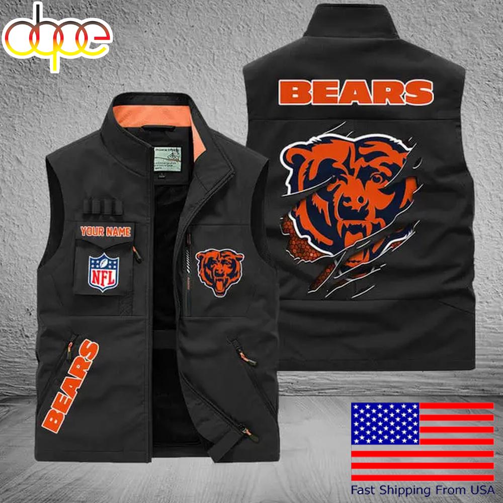 Sportswearmerch Chicago Bears NFL On Back Personalized Pocket Vest For Fan