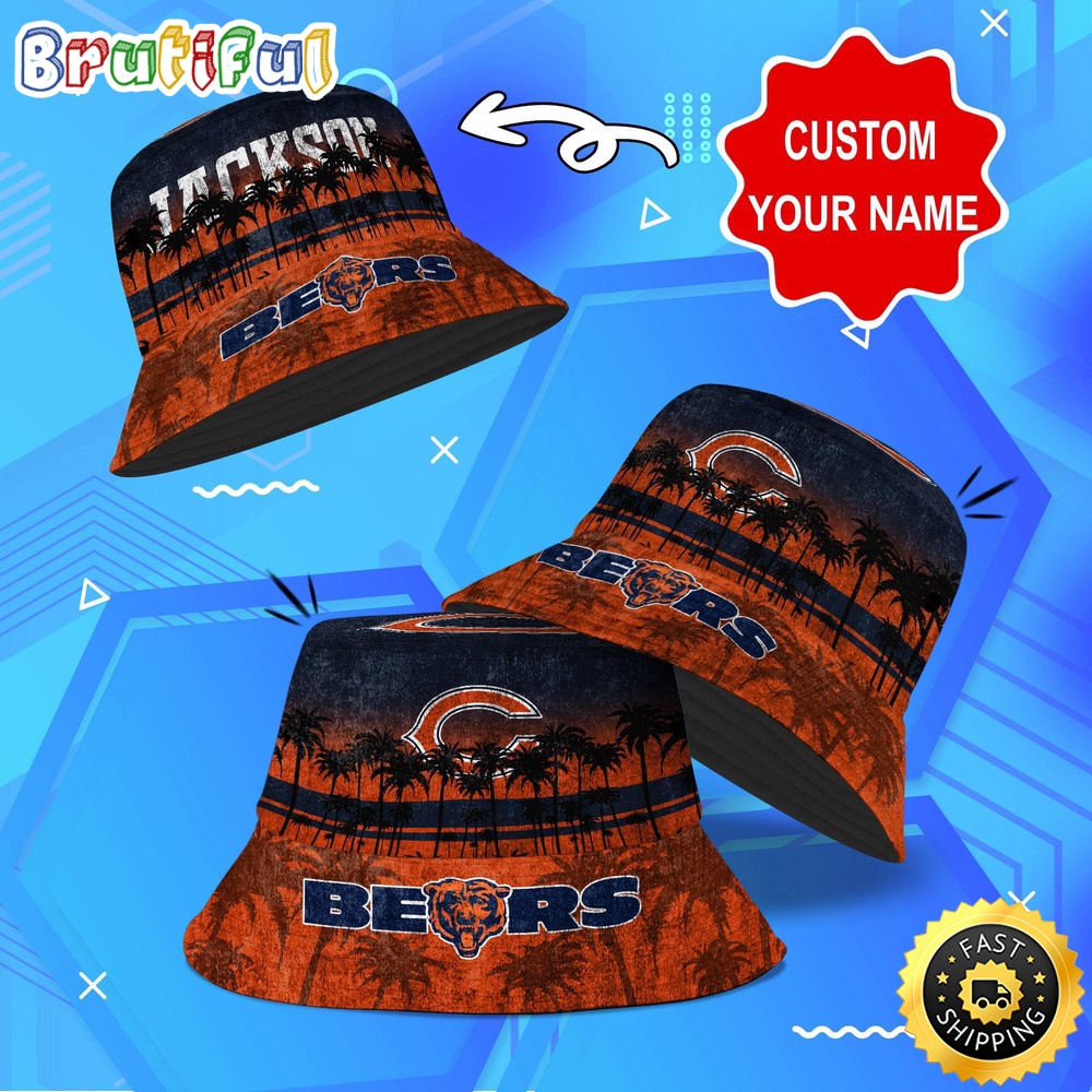 Sportswearmerch Chicago Bears NFL Palm Tree Personalized Bucket Hat For Fan