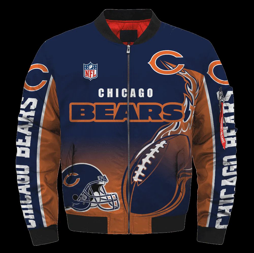 Sportswearmerch Chicago Bears NFL Pattern Bomber Jacket For Fan
