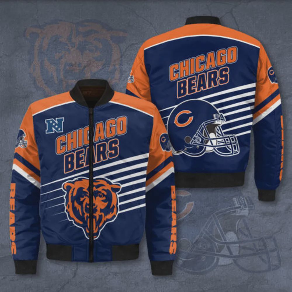 Sportswearmerch Chicago Bears NFL Pattern Bomber Jacket For Fan