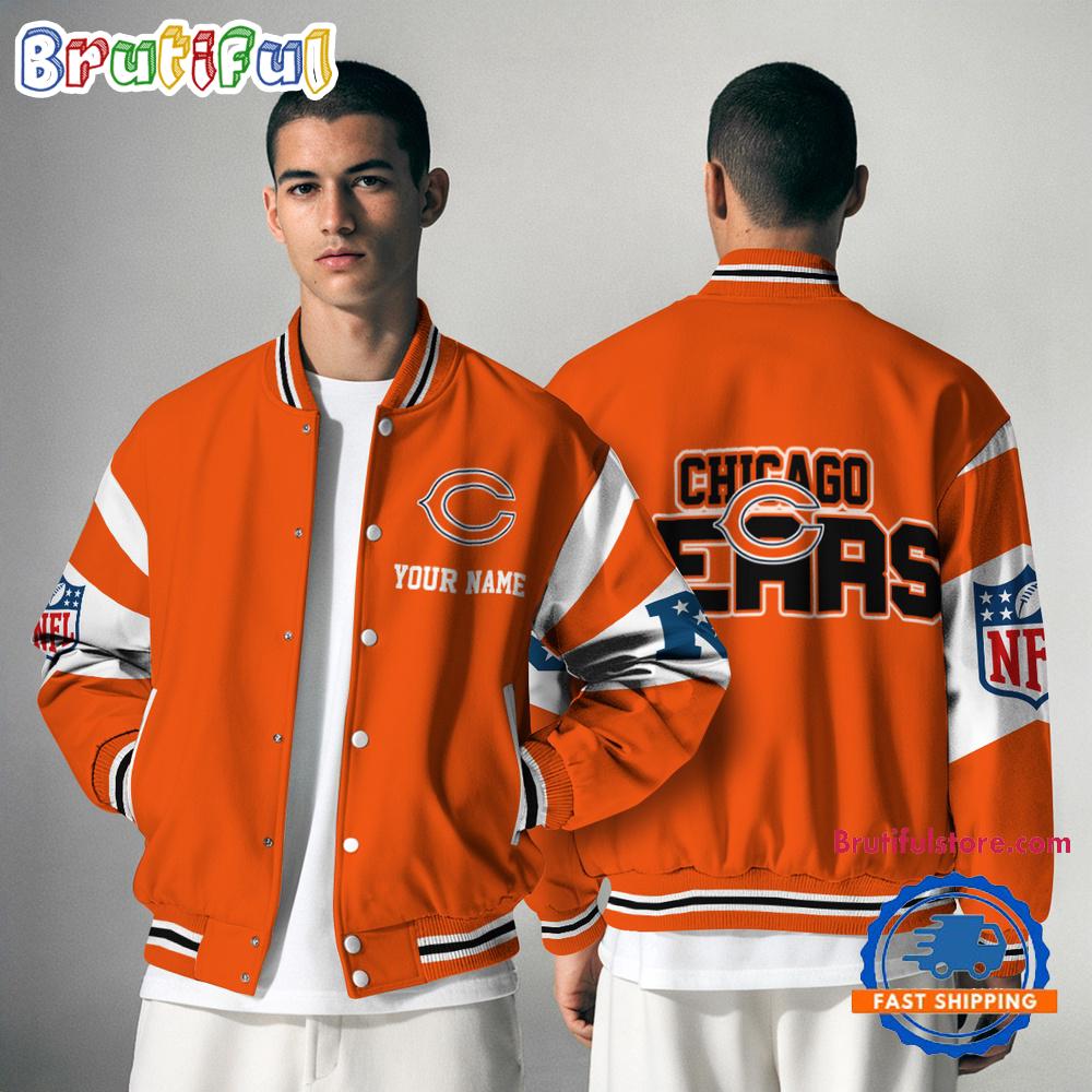 Sportswearmerch Chicago Bears NFL Personalized Baseball Jacket For Fan
