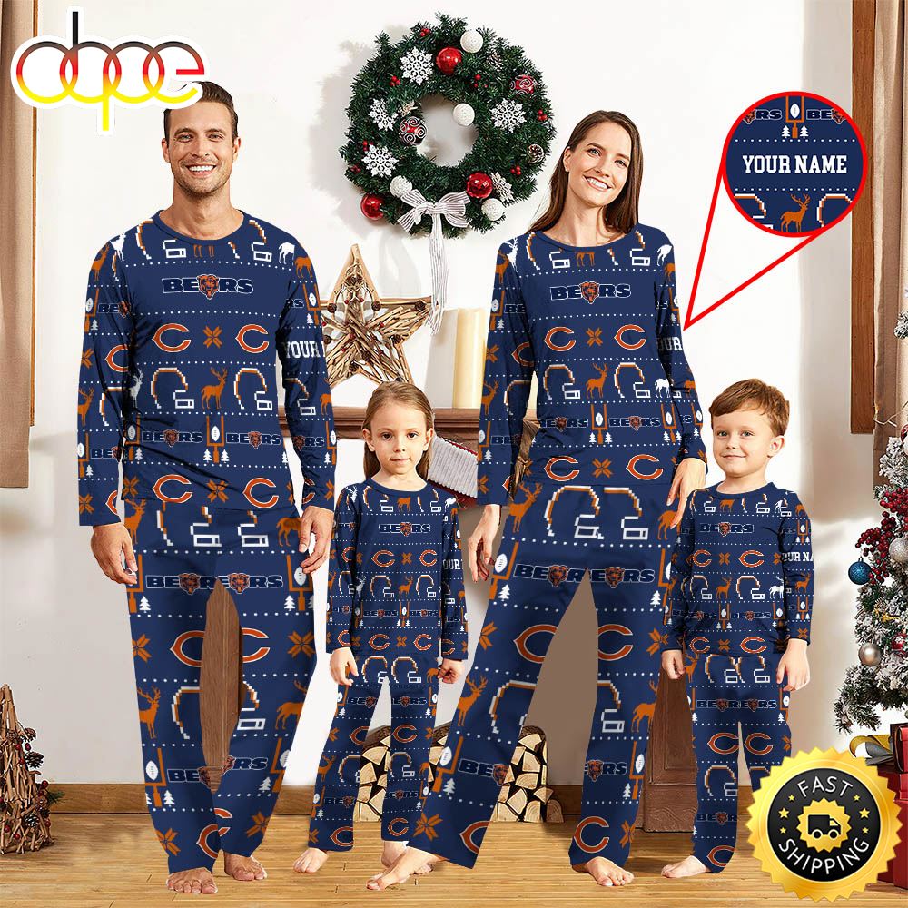 Sportswearmerch Chicago Bears NFL Personalized Pajamas Family For Fan