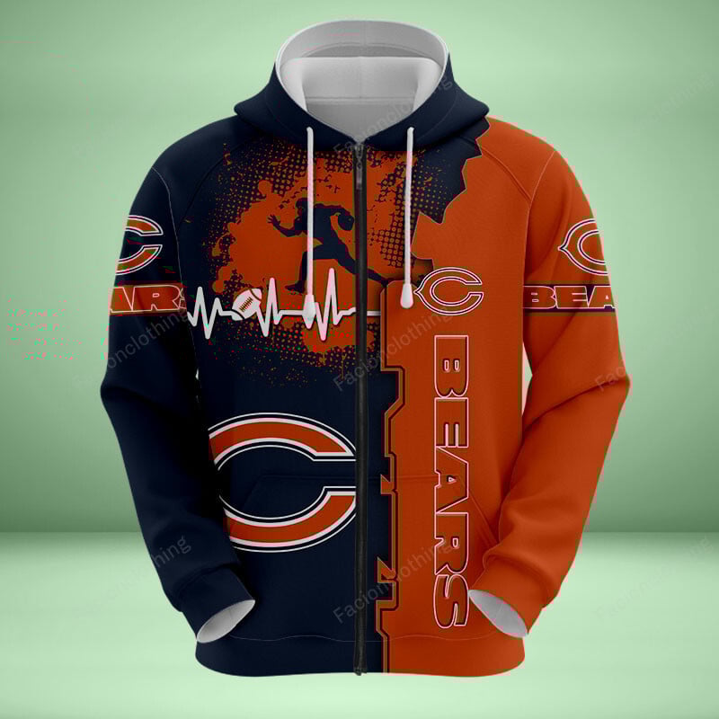 Sportswearmerch Chicago Bears NFL Personalized Zip Hoodie For Fan