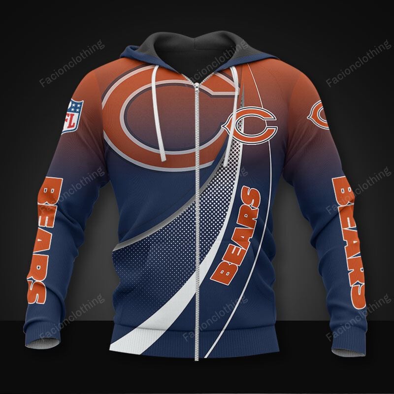 Sportswearmerch Chicago Bears NFL Personalized Zip Hoodie For Fan