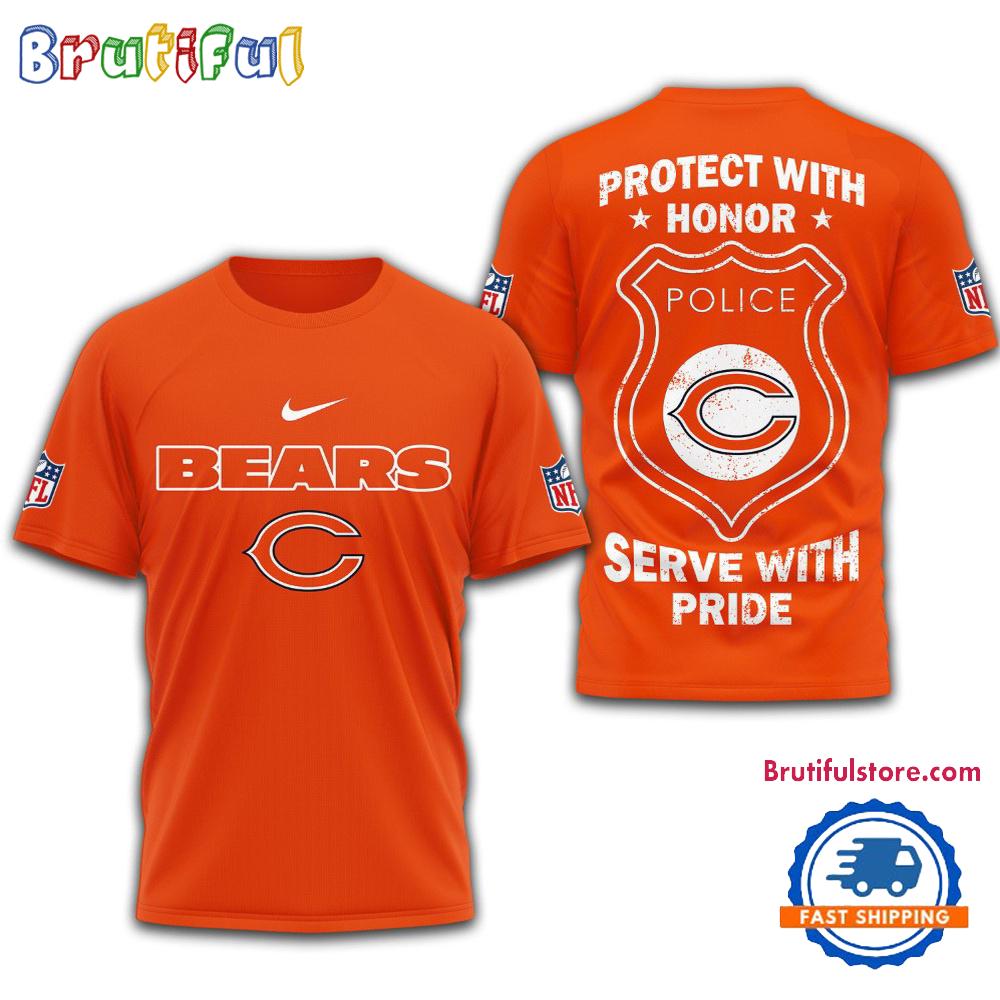 Sportswearmerch Chicago Bears NFL Protech With Honor Police Serve T-Shirt For Fan